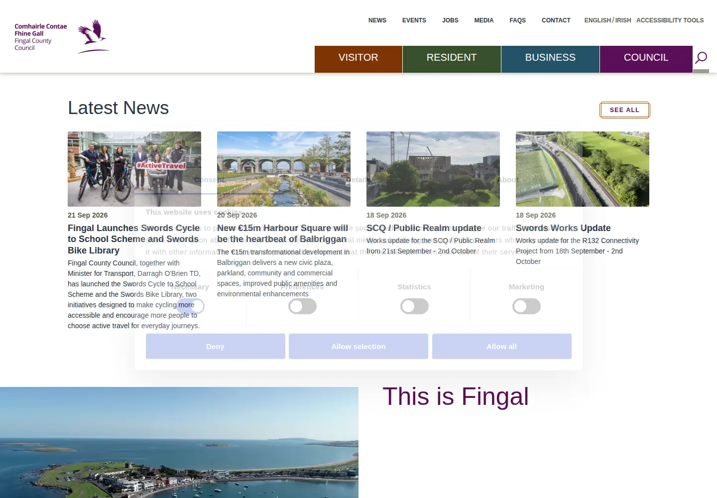 Screenshot of fingal.ie