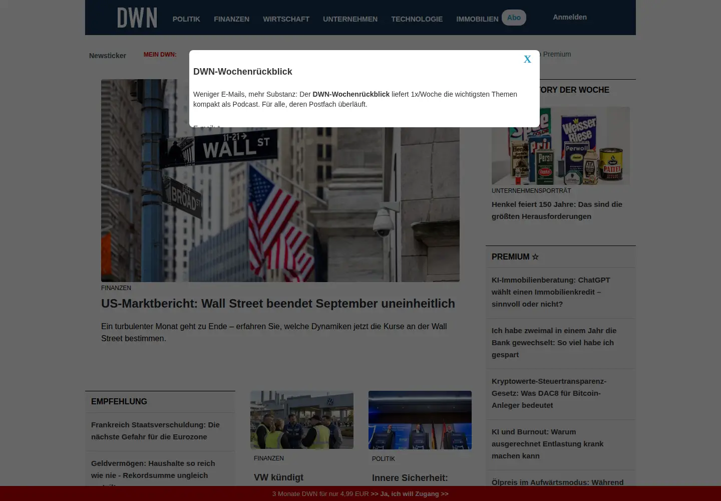 Screenshot of deutsche-wirtschafts-nachrichten.de