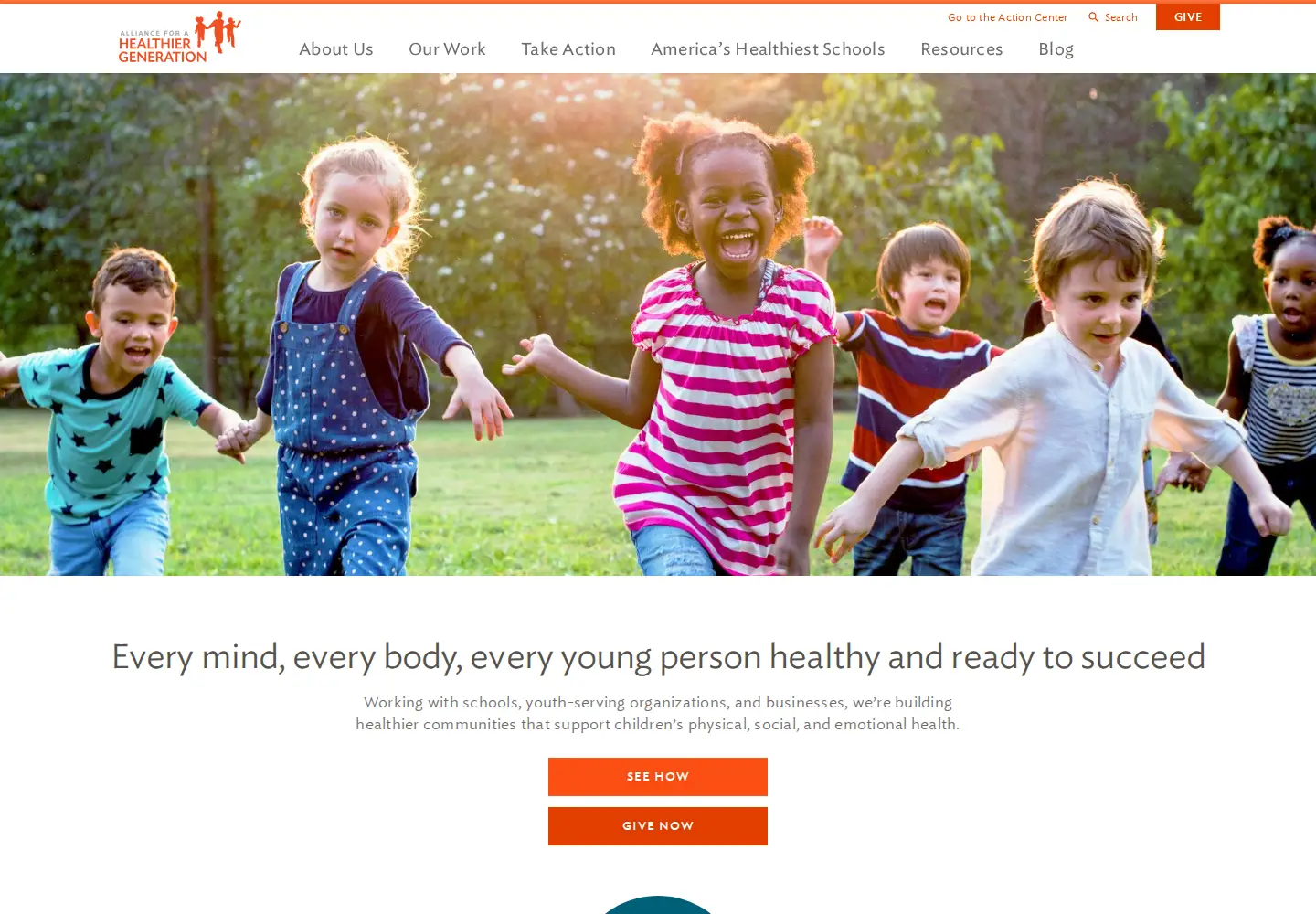 Screenshot of healthiergeneration.org