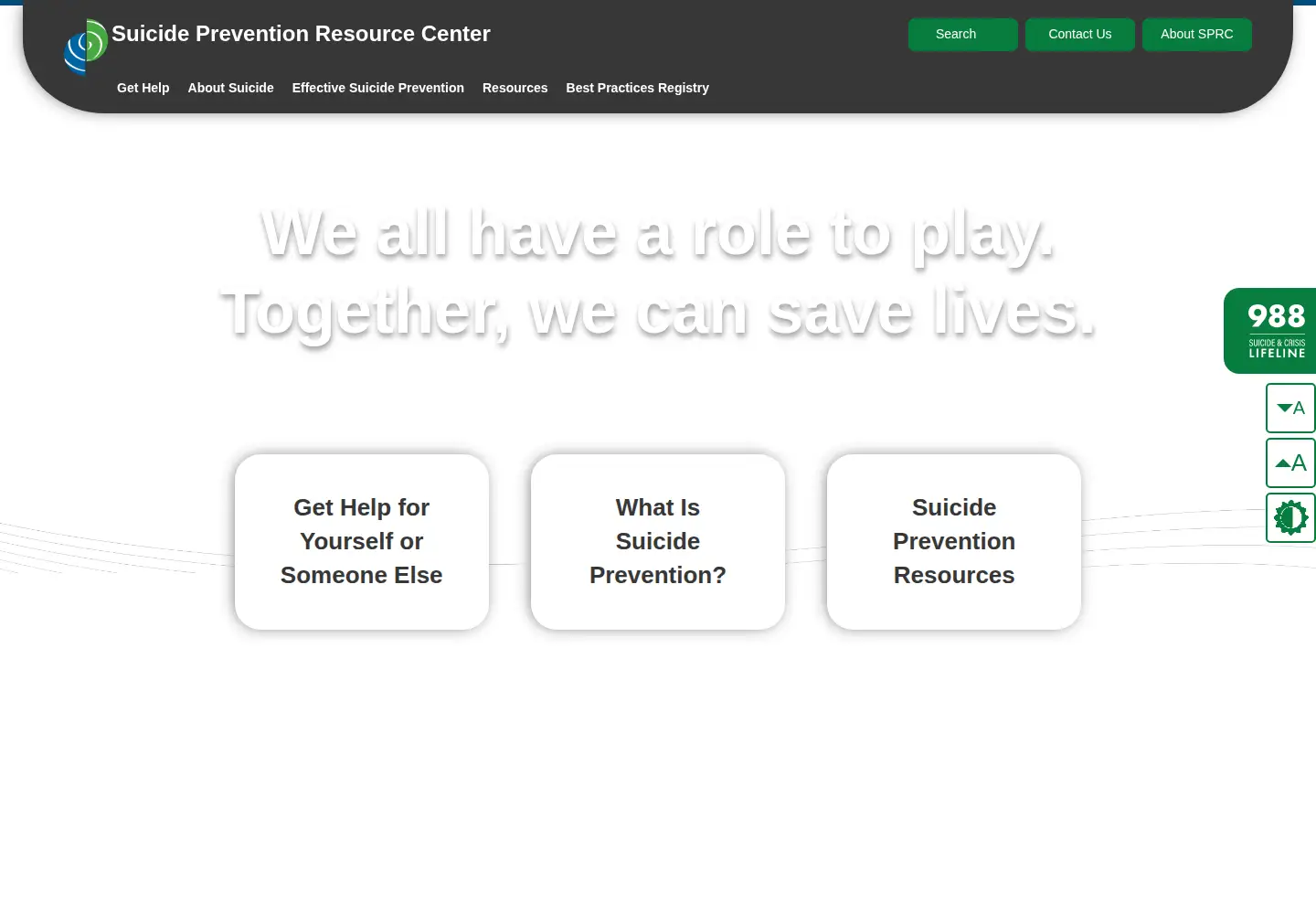 Captured homepage of sprc.org in the current scan
