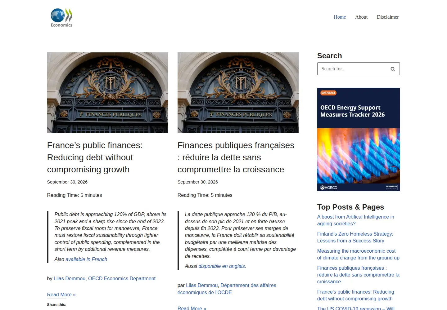 Screenshot of oecdecoscope.blog