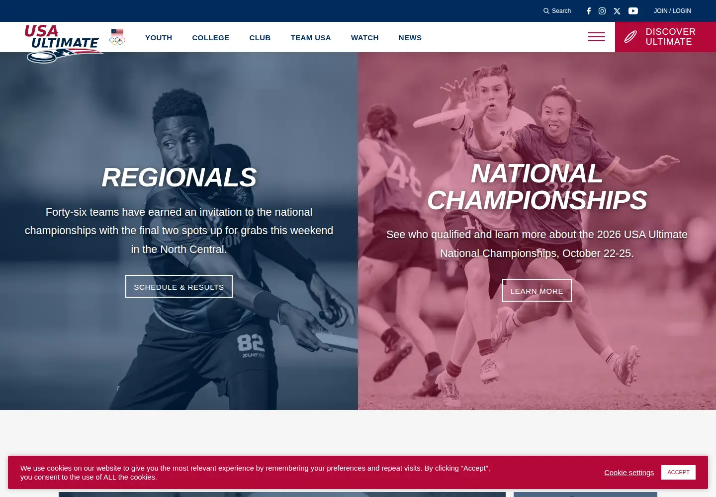 Screenshot of usaultimate.org