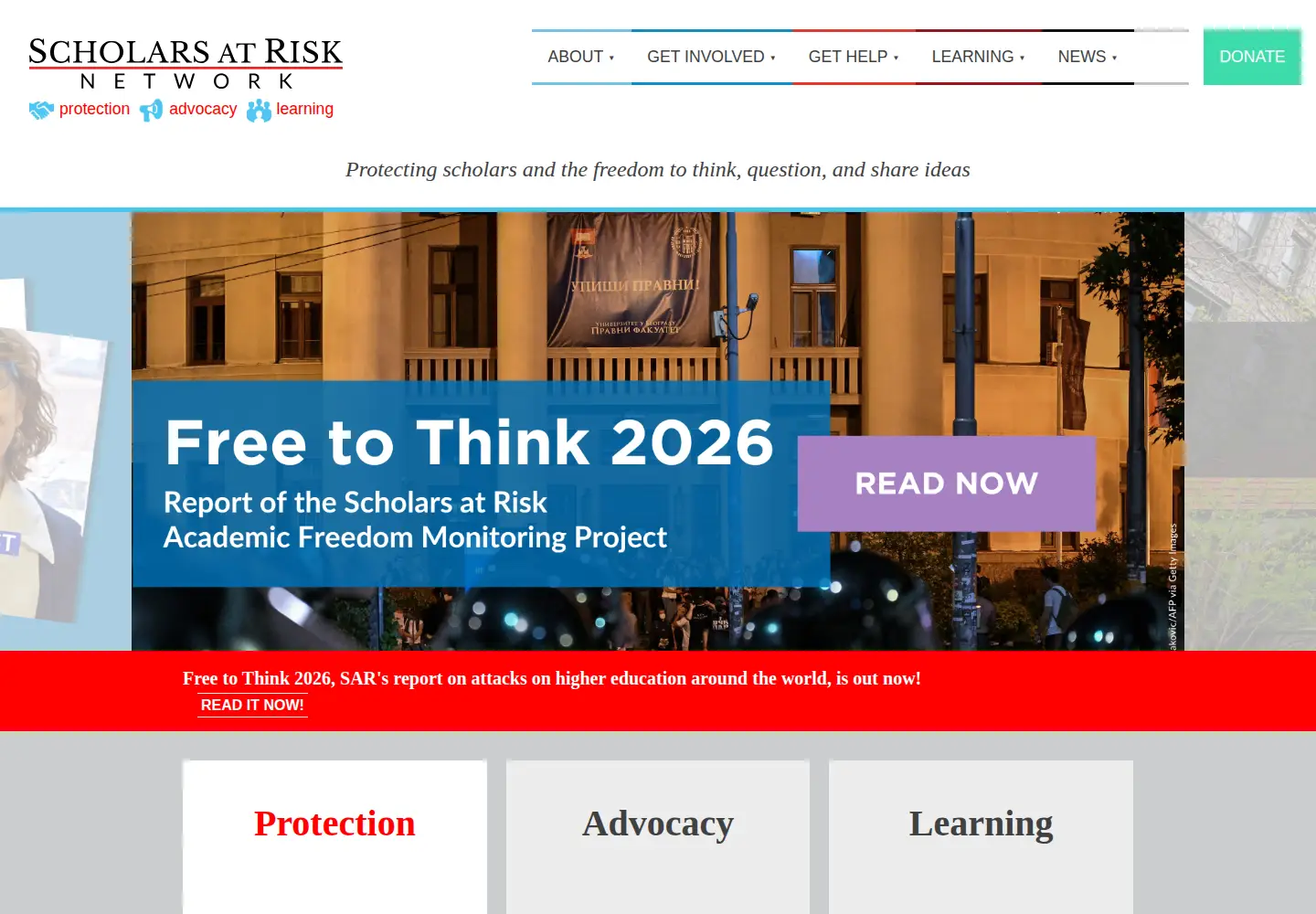 Screenshot of scholarsatrisk.org