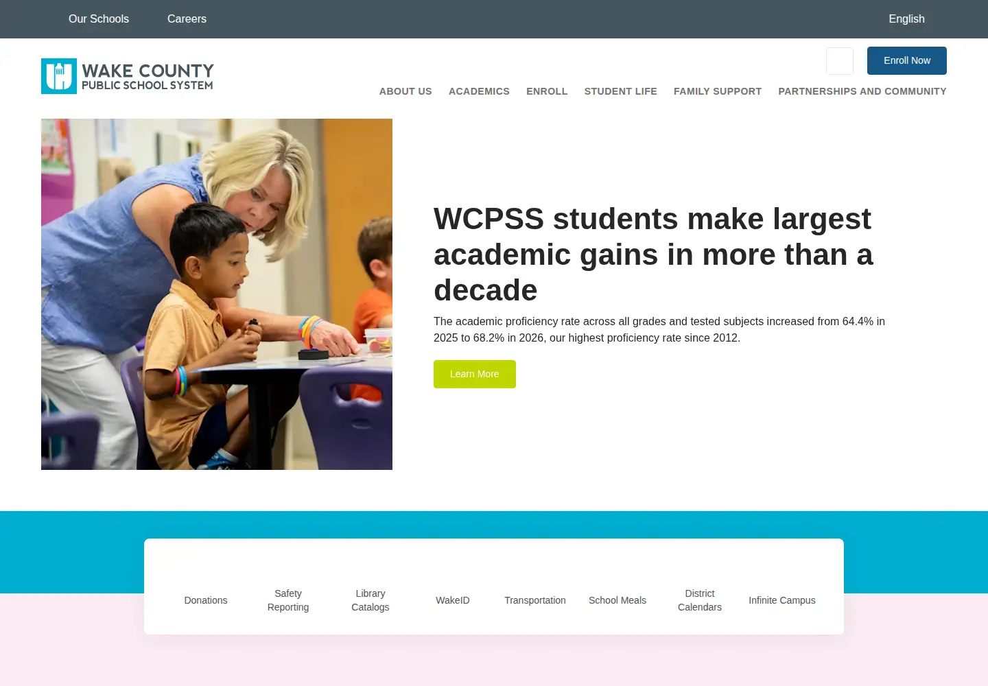 Screenshot of wcpss.net