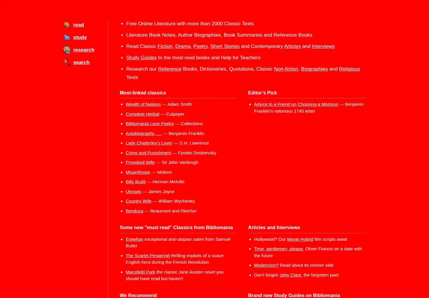 Screenshot of bibliomania.com