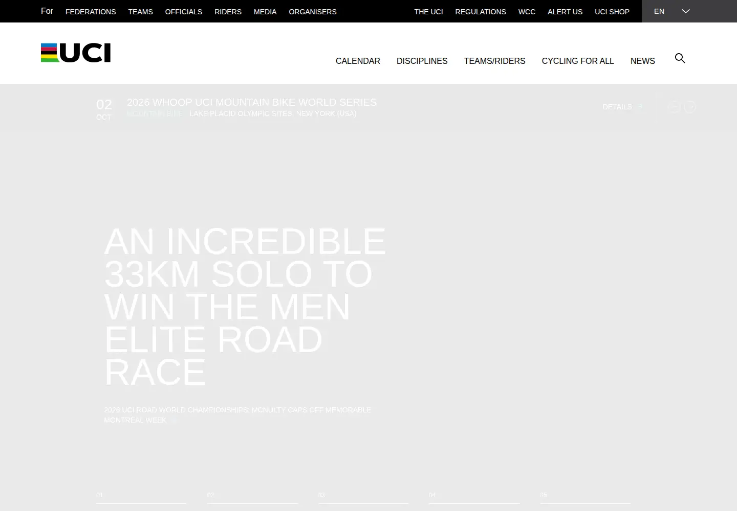 Captured homepage of uci.org in the current scan