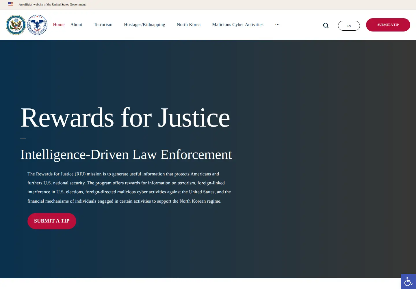 Screenshot of rewardsforjustice.net