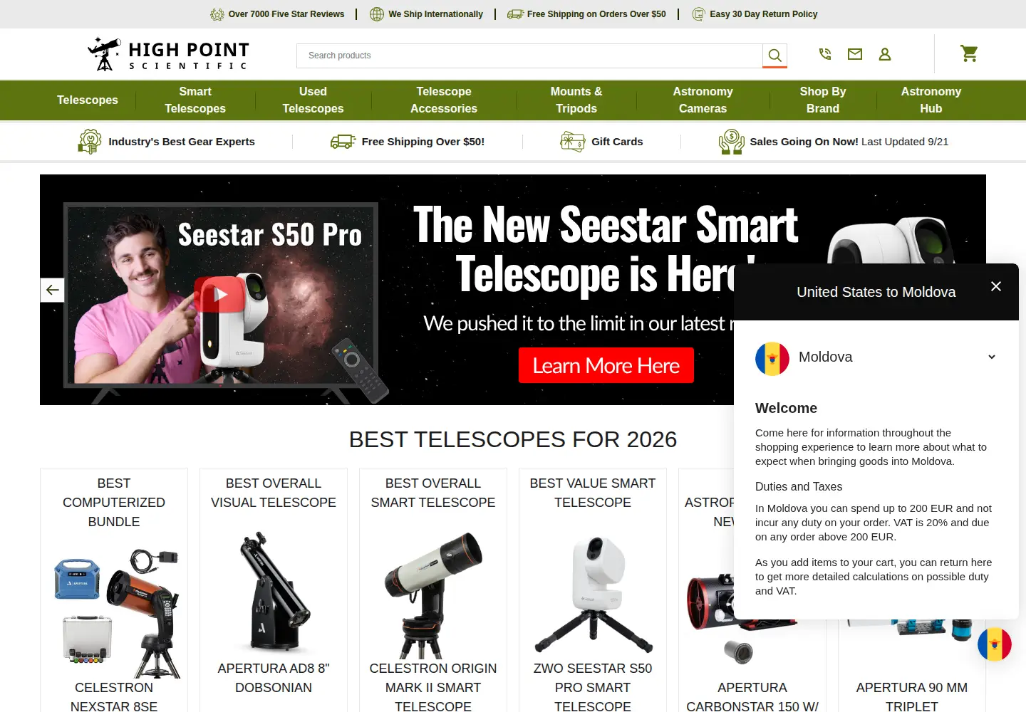Screenshot of highpointscientific.com