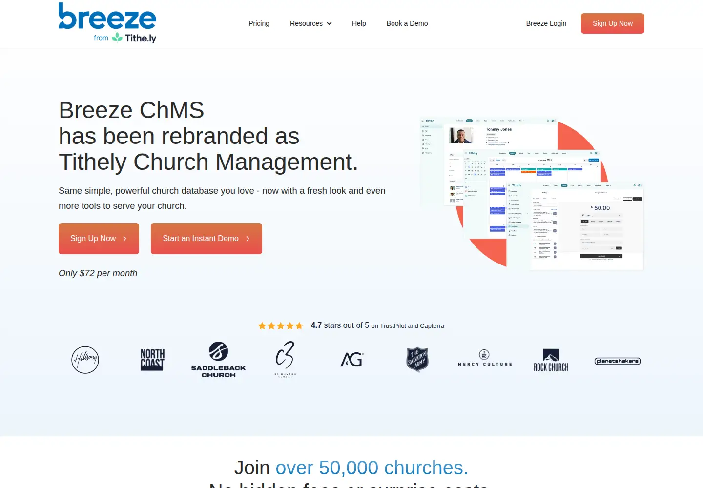 Screenshot of breezechms.com
