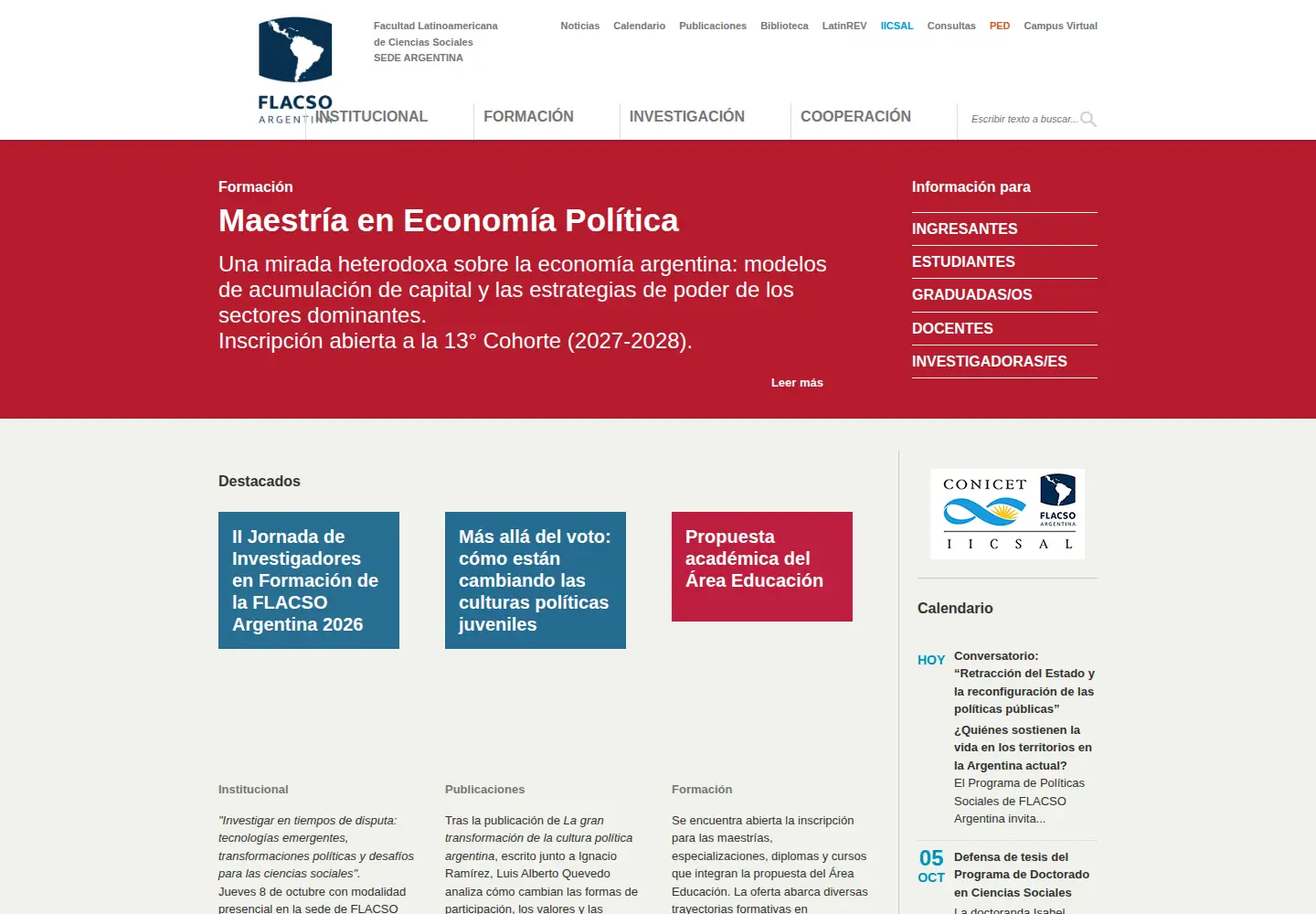 Screenshot of flacso.org.ar
