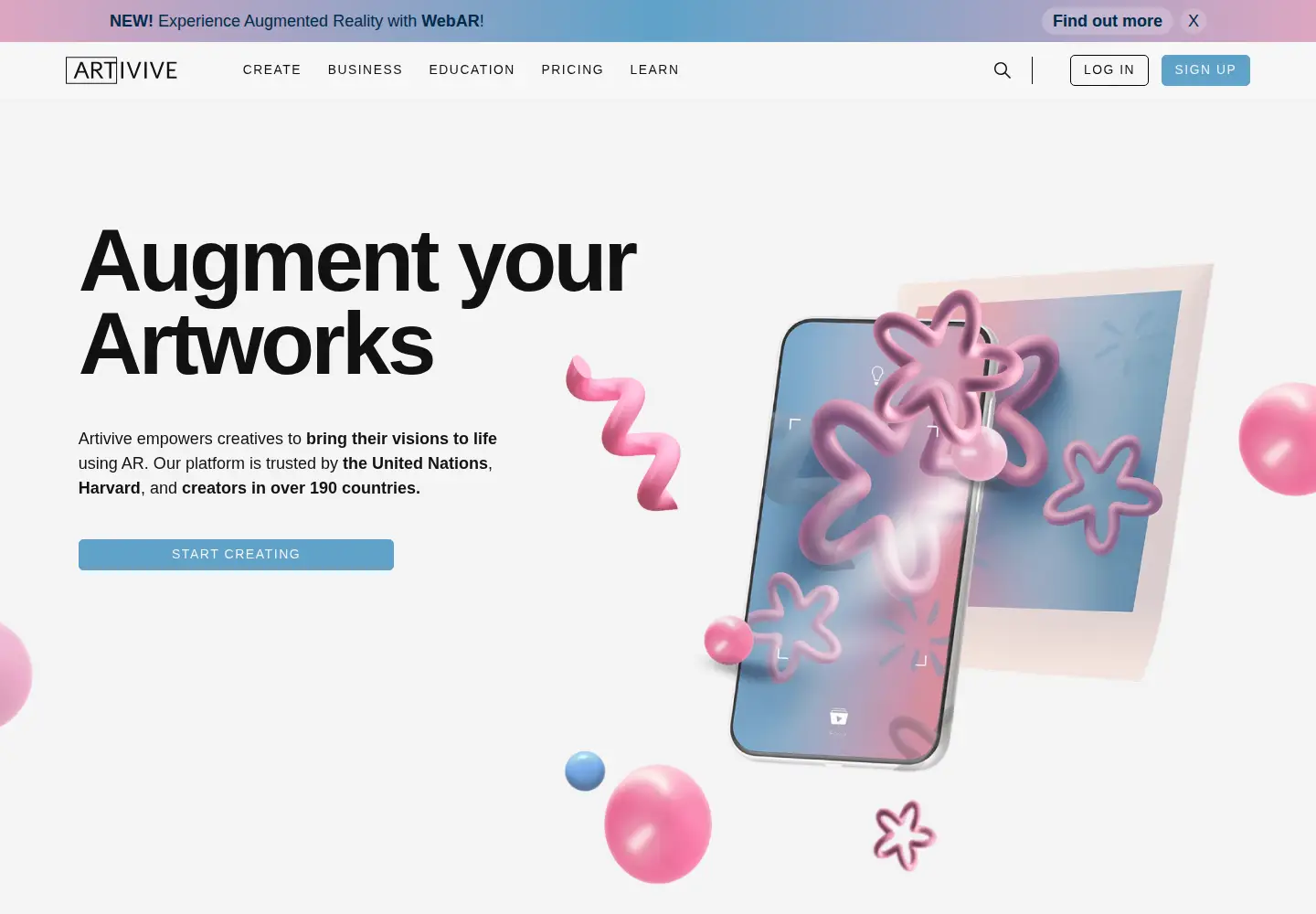 Screenshot of artivive.com