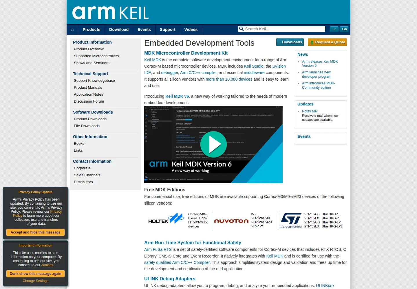 Screenshot of keil.com
