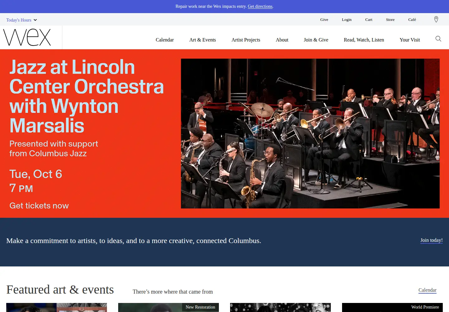Screenshot of wexarts.org