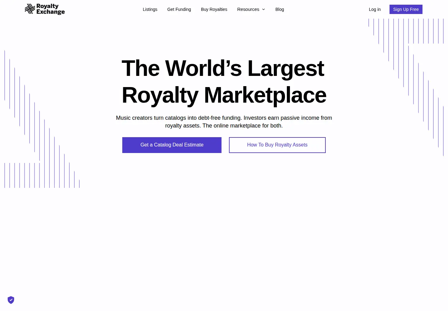 Screenshot of royaltyexchange.com