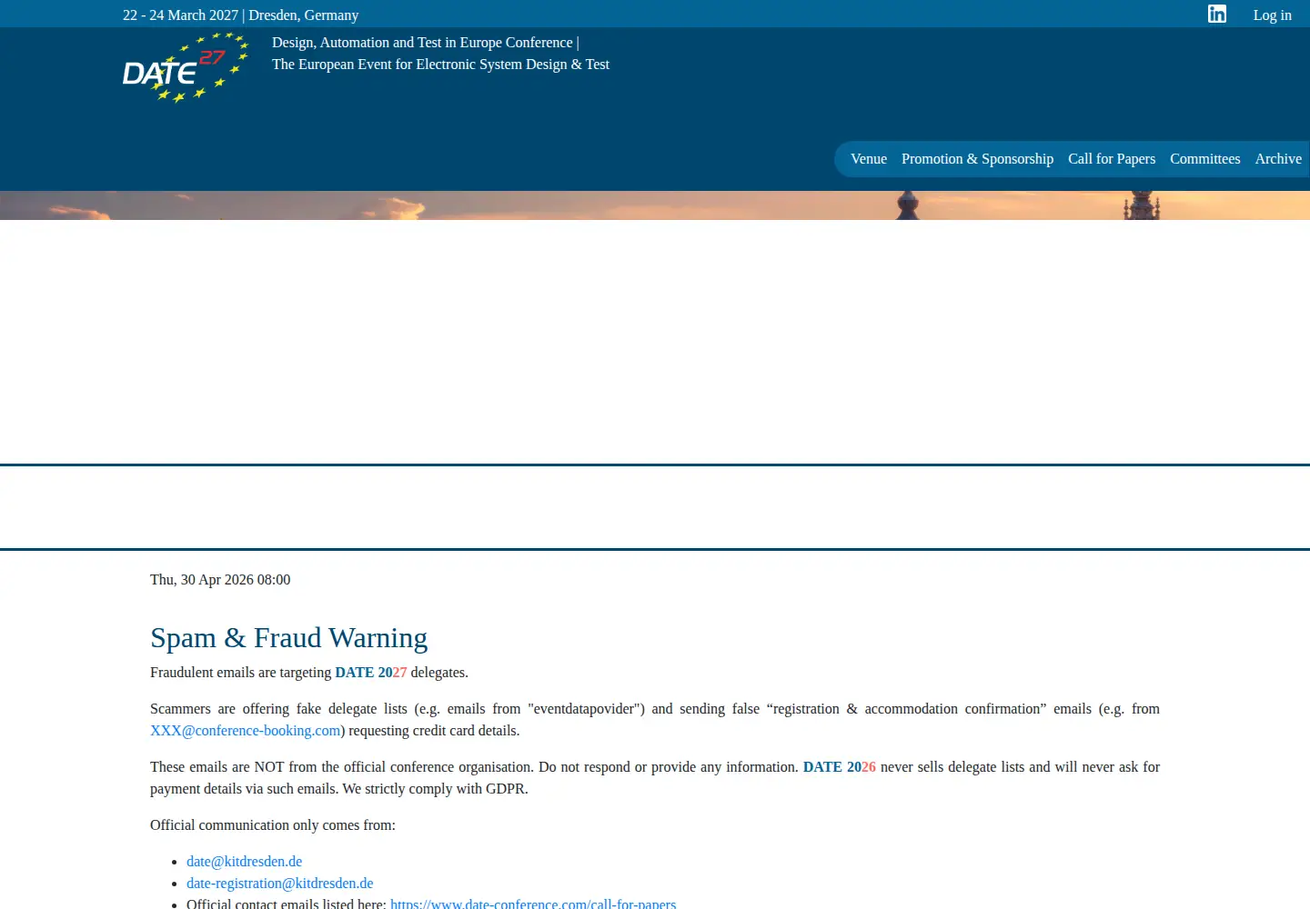 Screenshot of date-conference.com