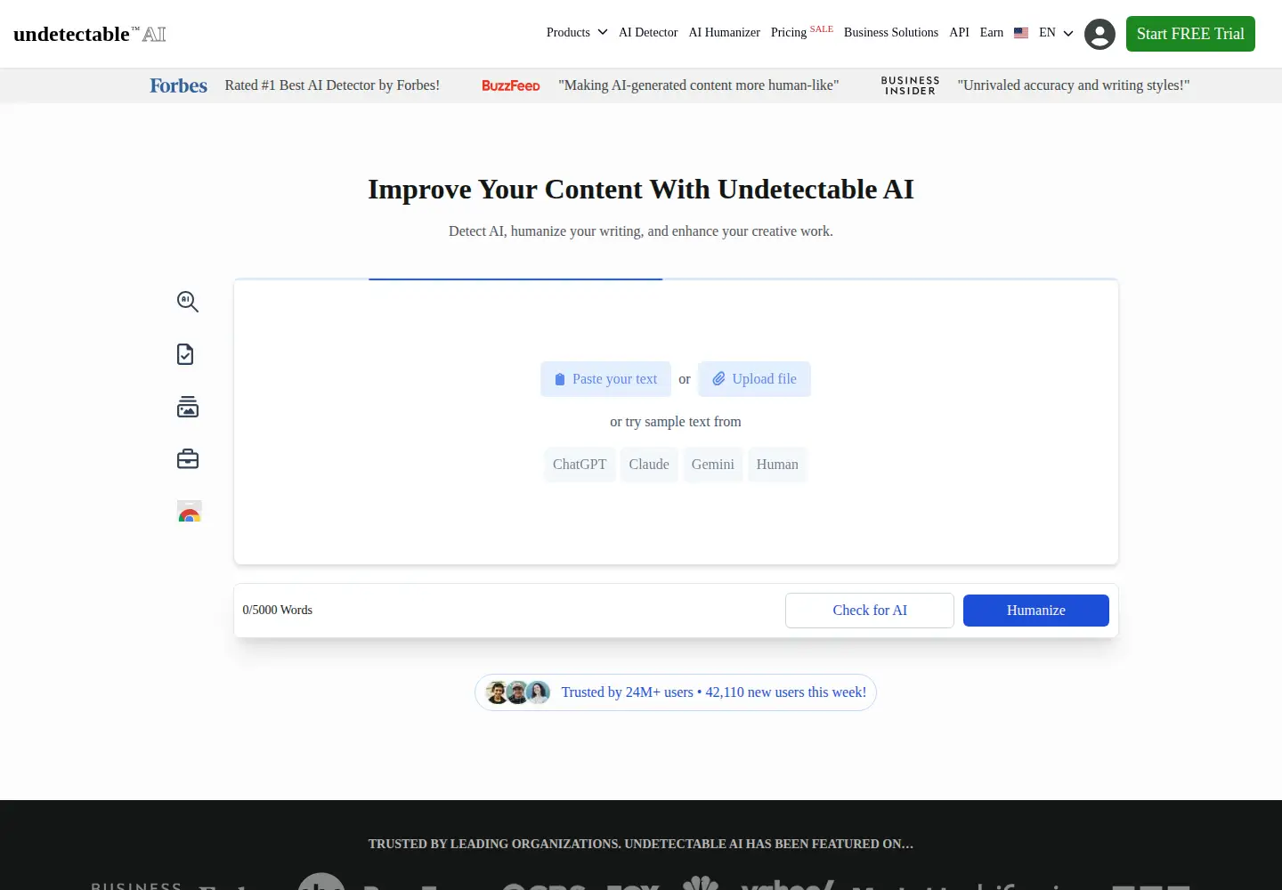 Screenshot of undetectable.ai