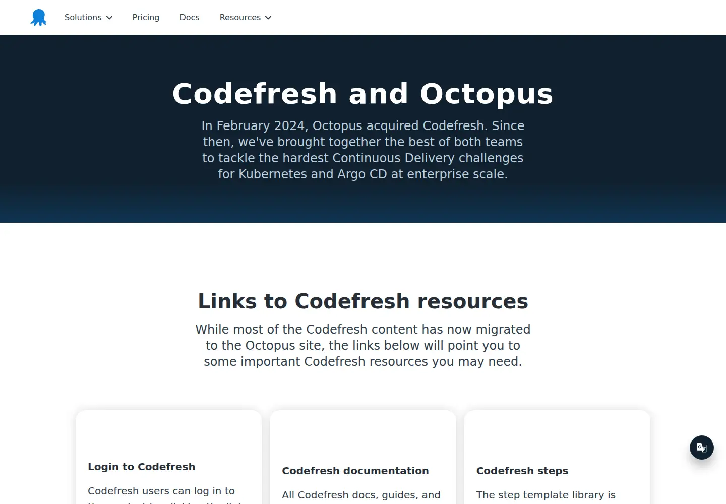 Screenshot of codefresh.io