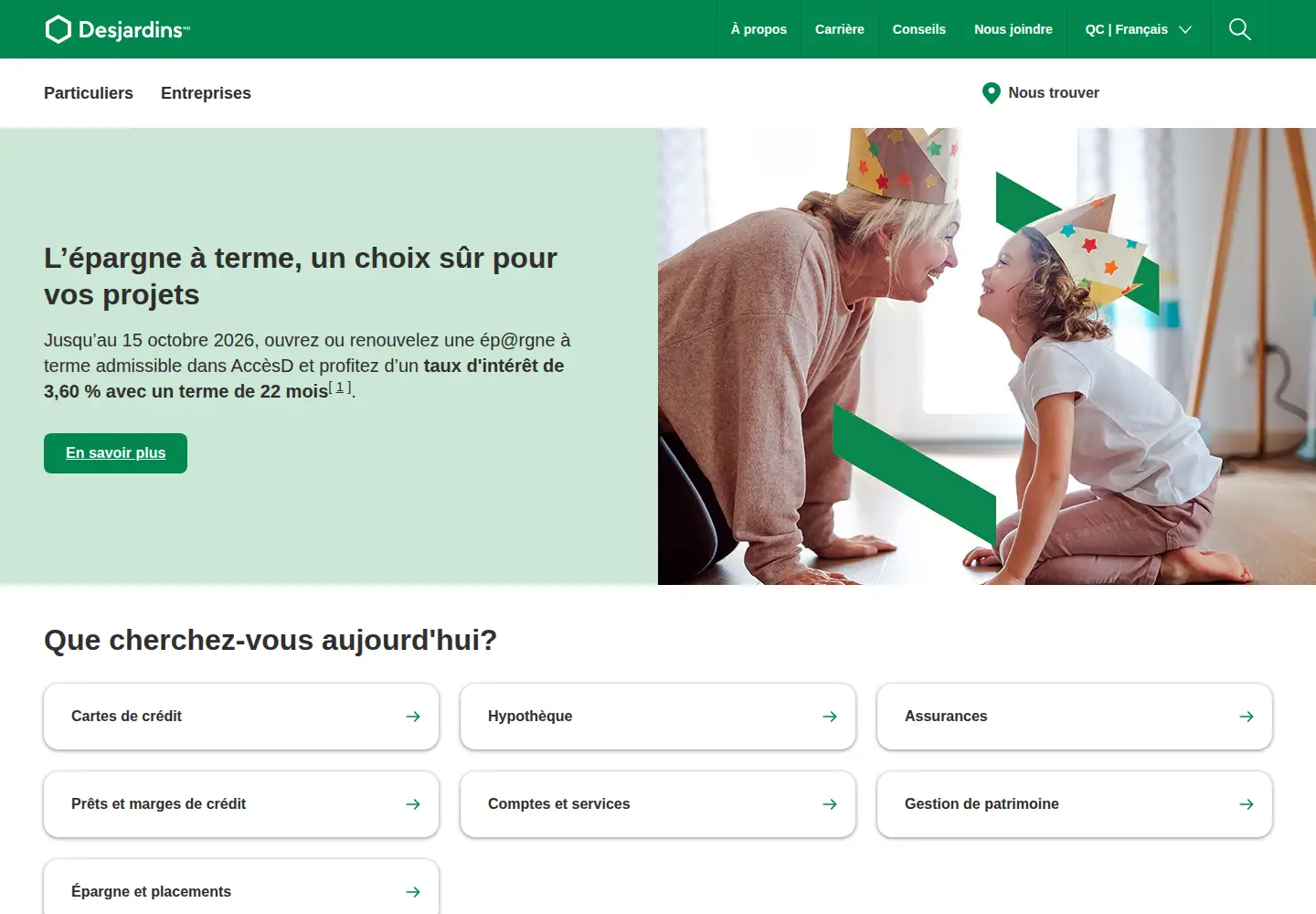Screenshot of desjardins.com