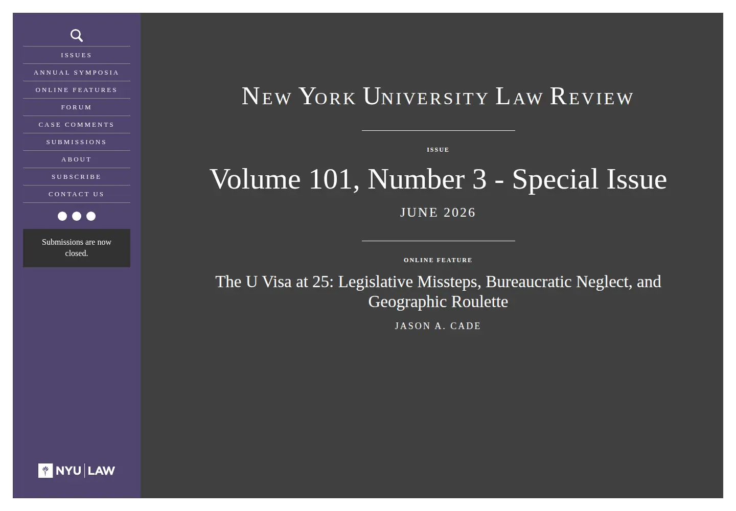 Screenshot of nyulawreview.org