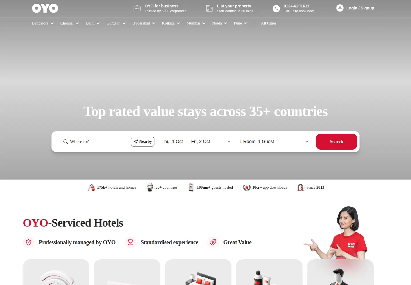 Screenshot of oyorooms.com