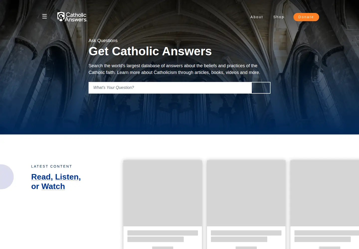 Screenshot of catholic.com
