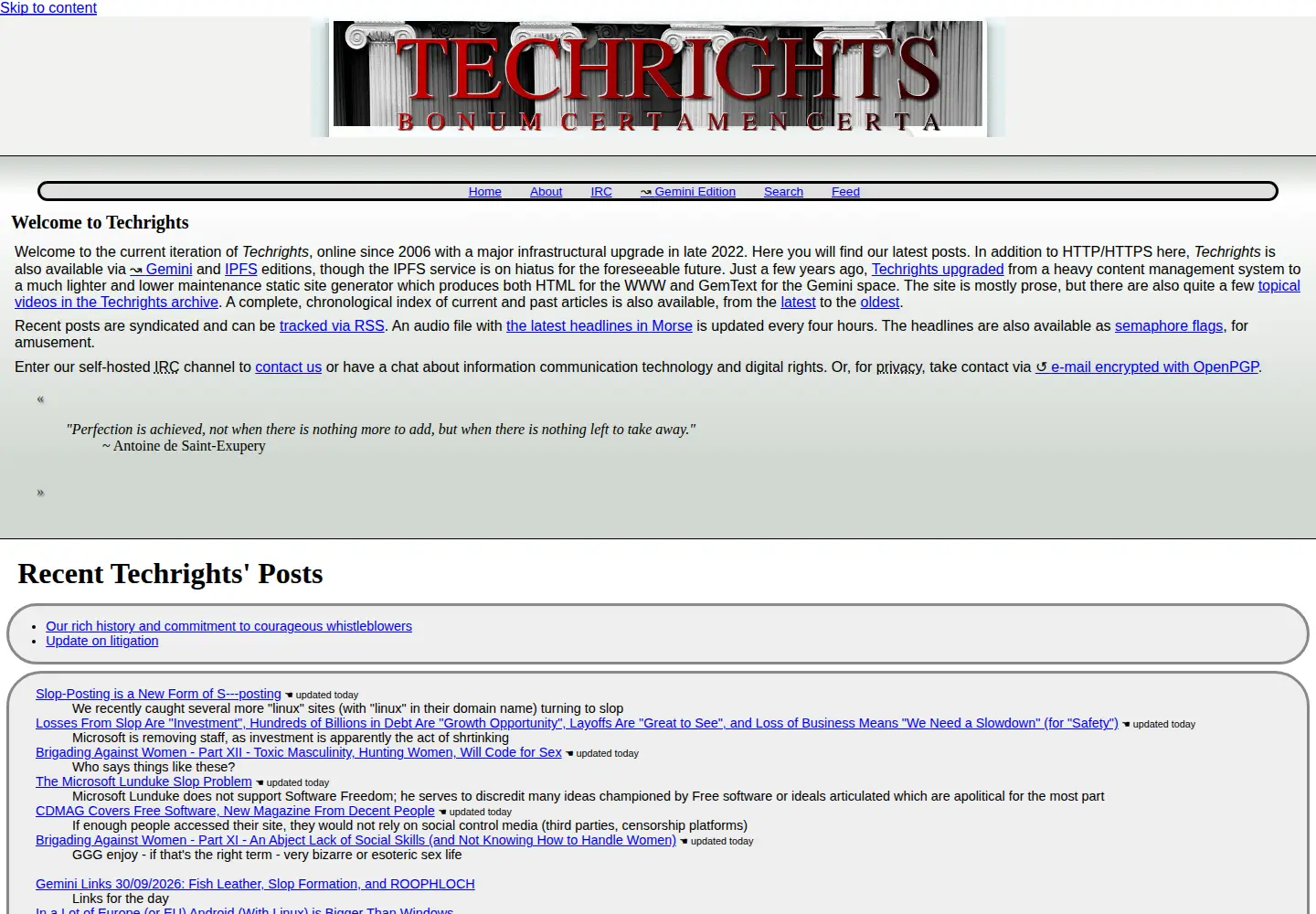 Screenshot of techrights.org