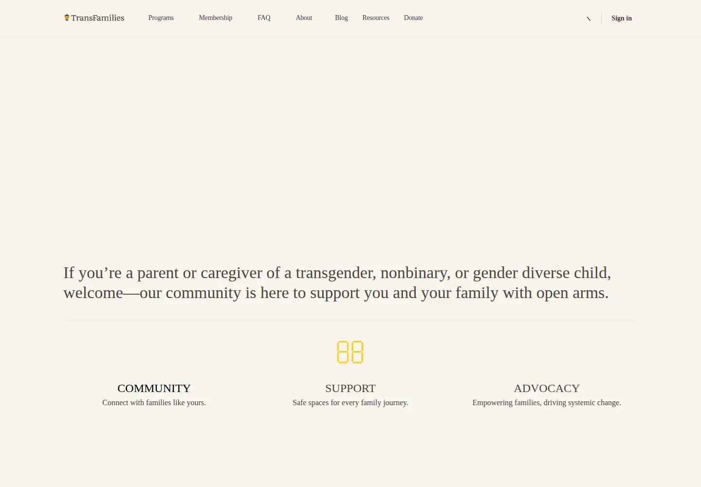 Screenshot of transfamilies.org