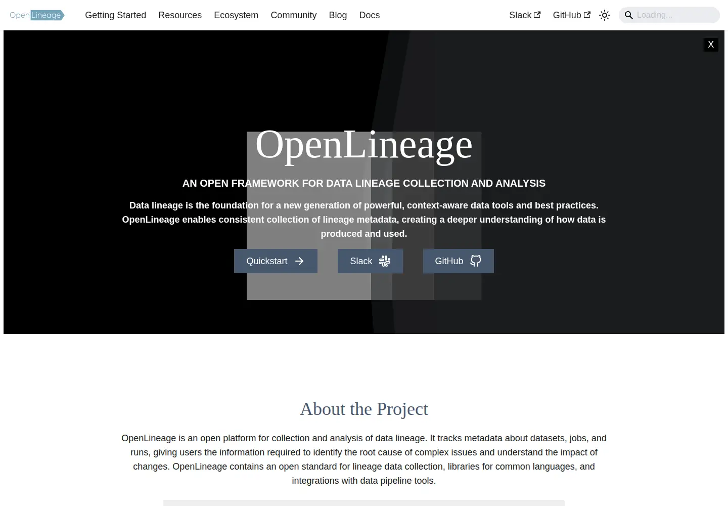 Screenshot of openlineage.io