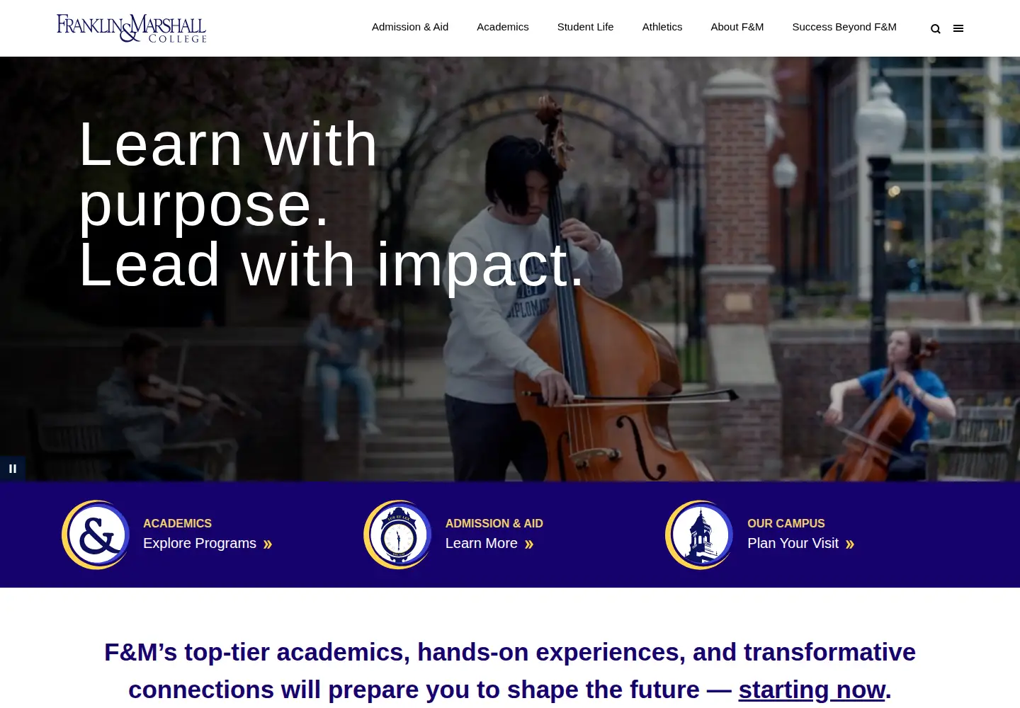 Screenshot of fandm.edu