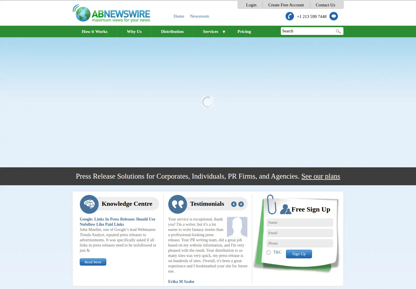 Screenshot of abnewswire.com