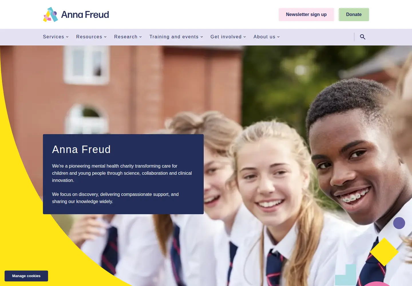Screenshot of annafreud.org