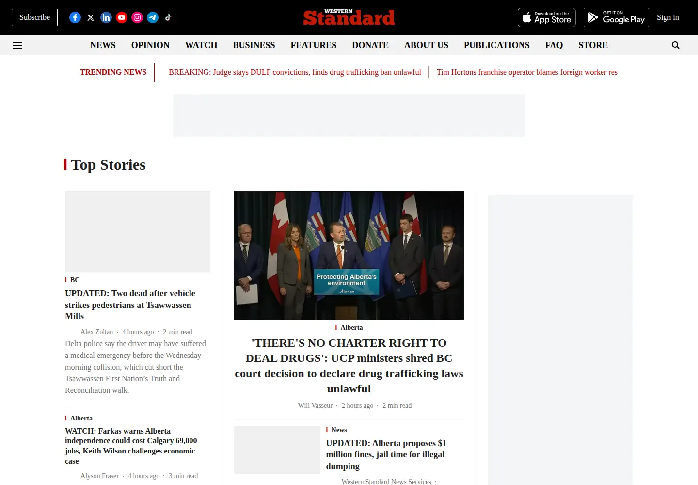 Screenshot of westernstandard.news