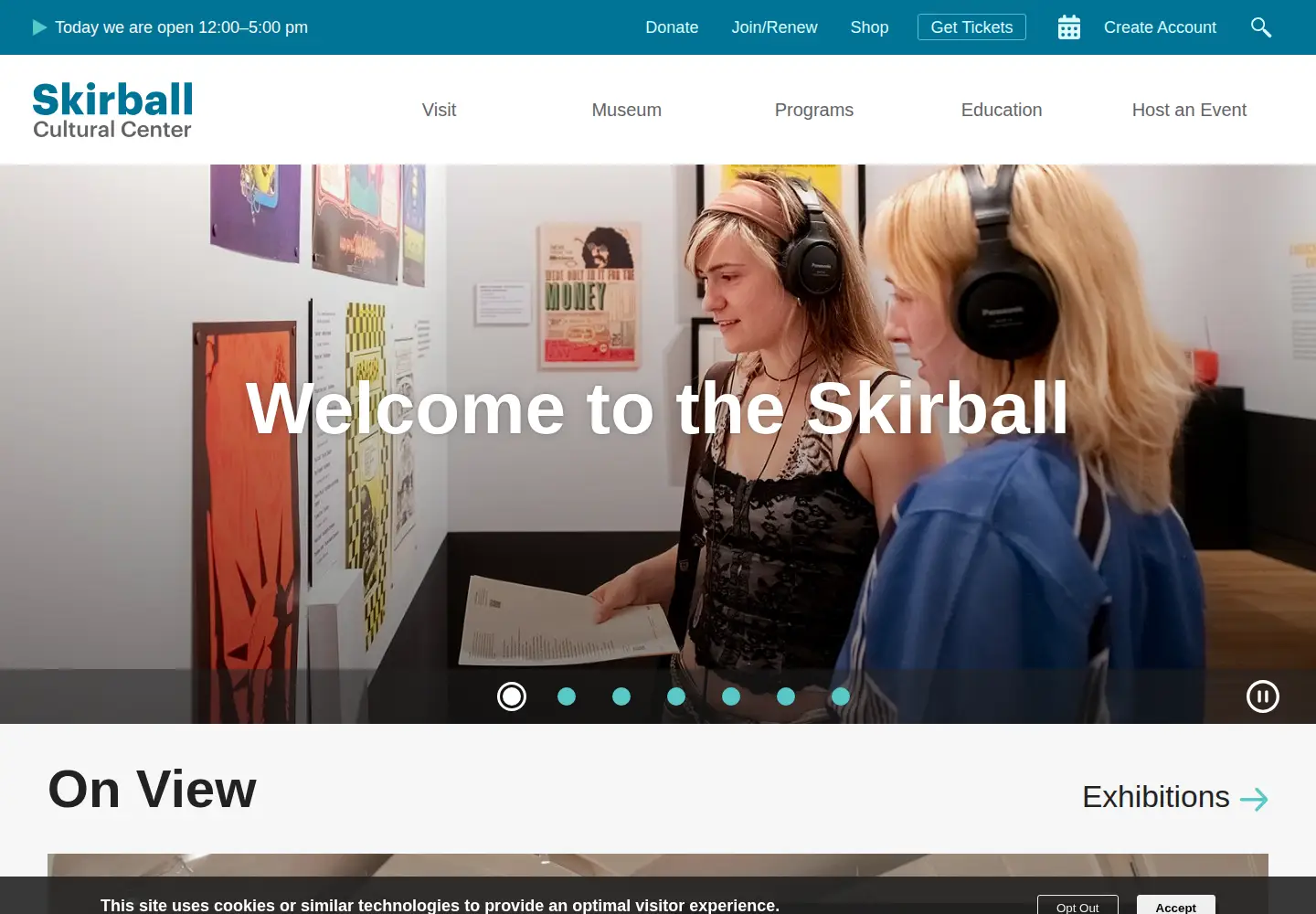 Captured homepage of skirball.org in the current scan