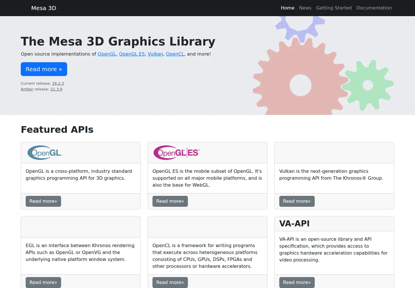 Screenshot of mesa3d.org