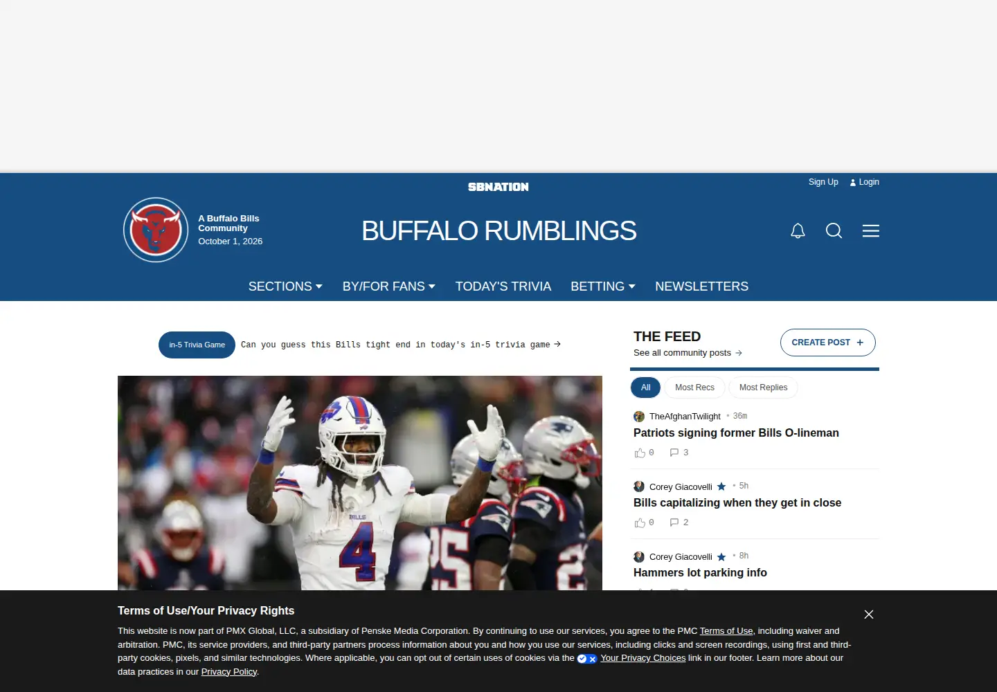 Screenshot of buffalorumblings.com