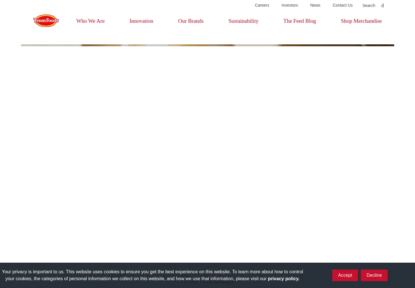 Captured homepage of tysonfoods.com in the current scan