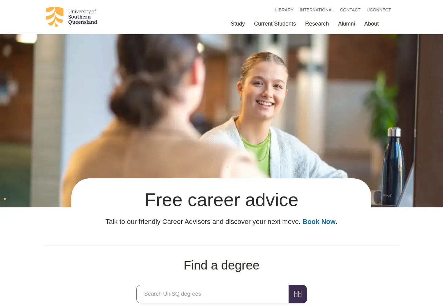 Screenshot of usq.edu.au