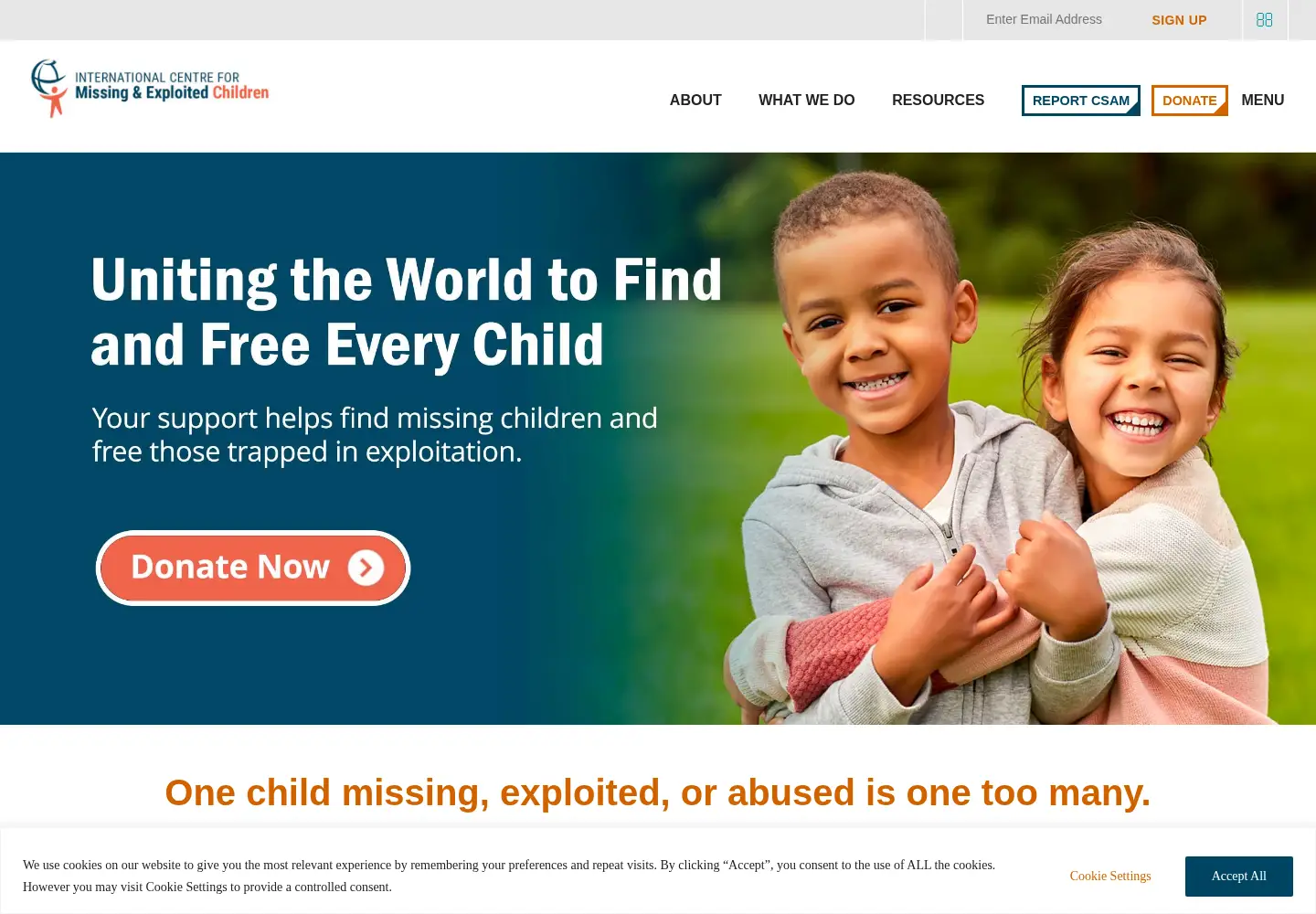 Screenshot of icmec.org