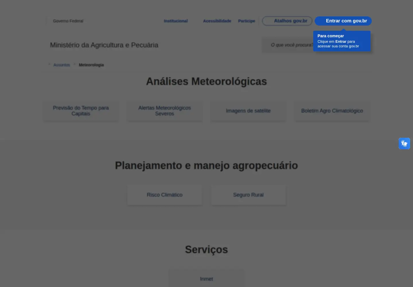 Screenshot of inmet.gov.br