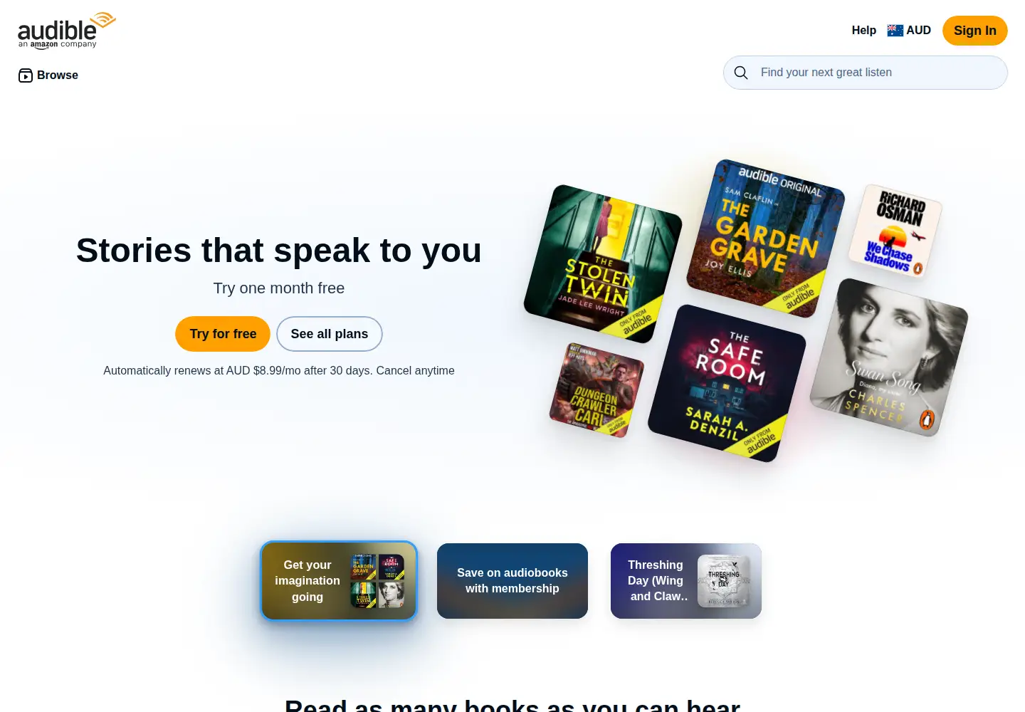 Screenshot of audible.com.au