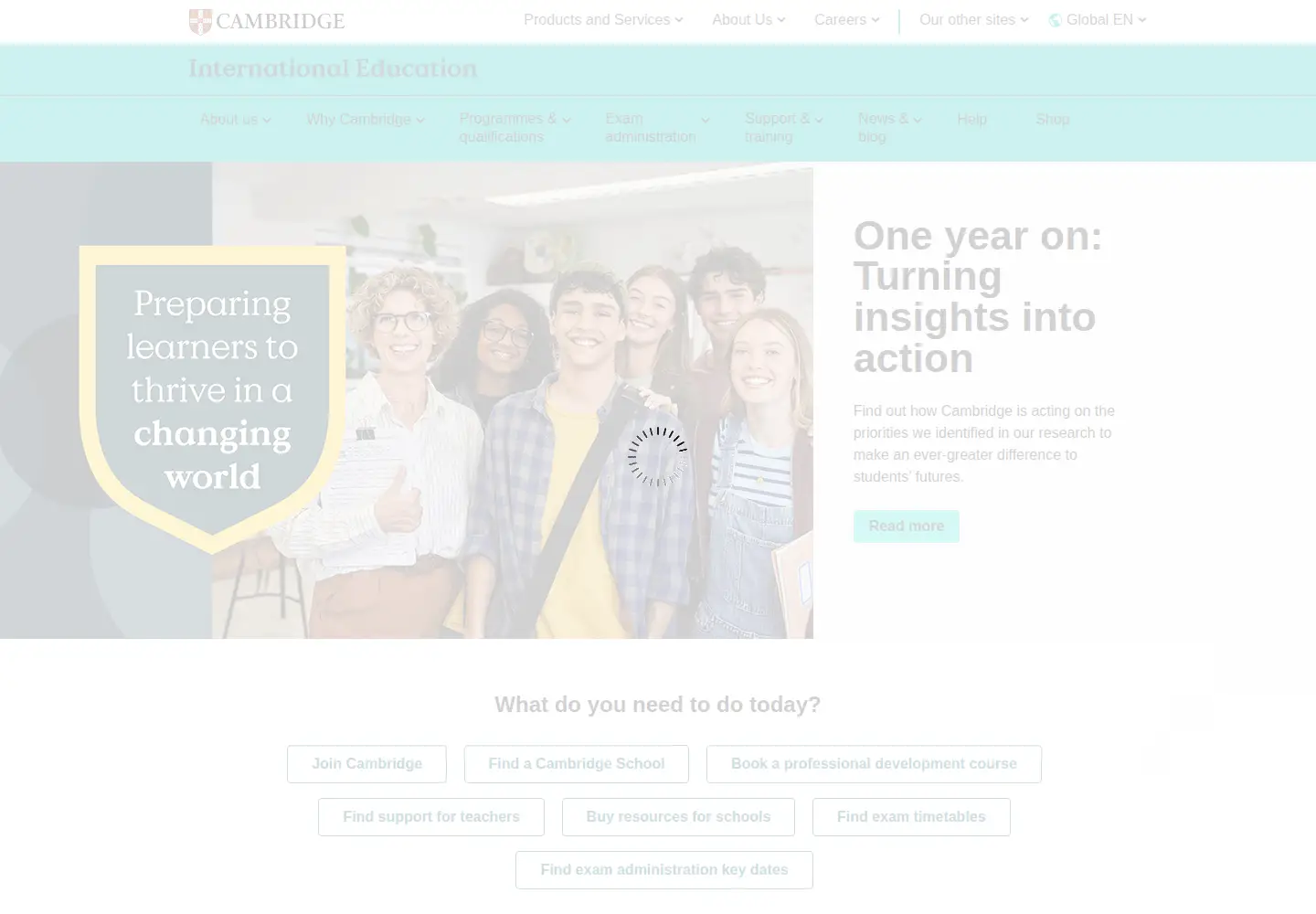 Screenshot of cambridgeinternational.org