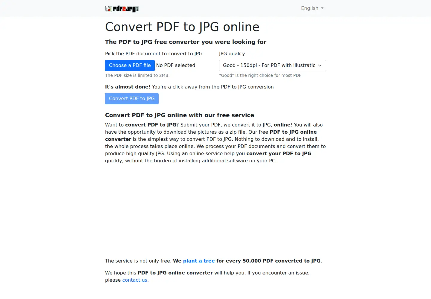 Screenshot of pdf2jpg.net