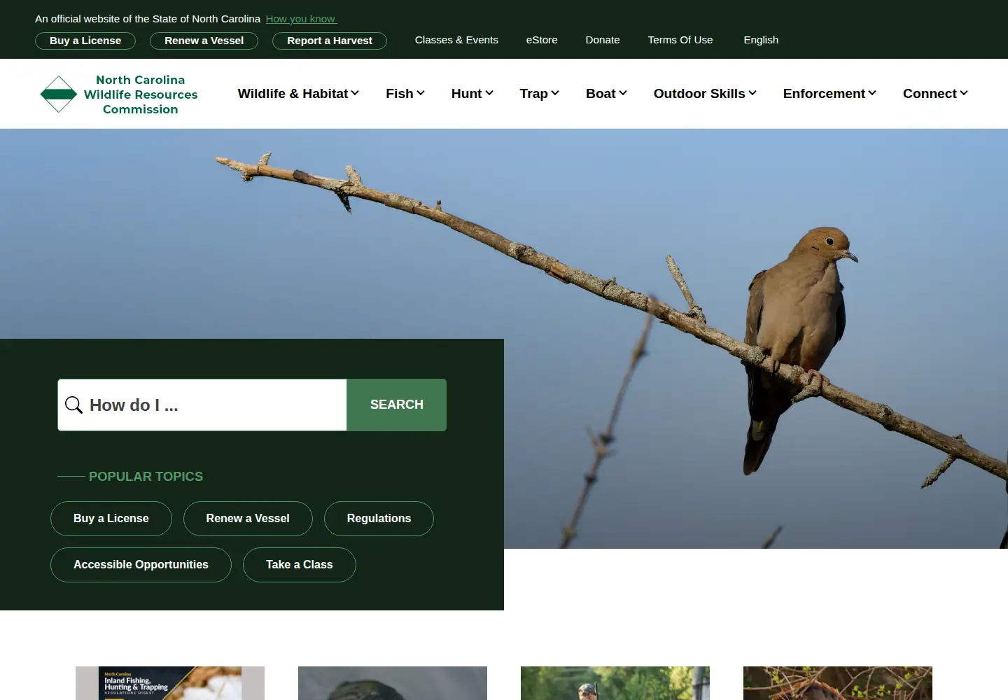 Screenshot of ncwildlife.org