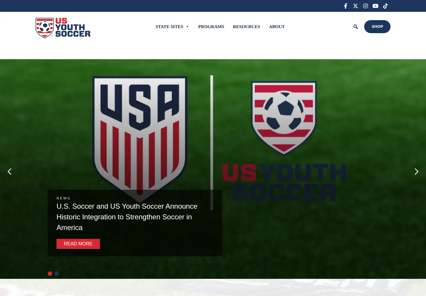 Screenshot of usyouthsoccer.org