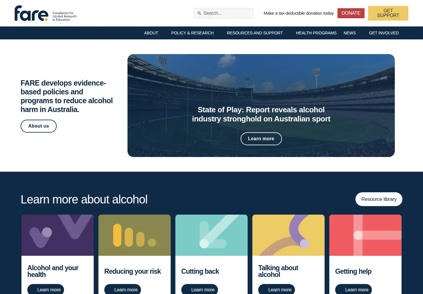 Screenshot of fare.org.au