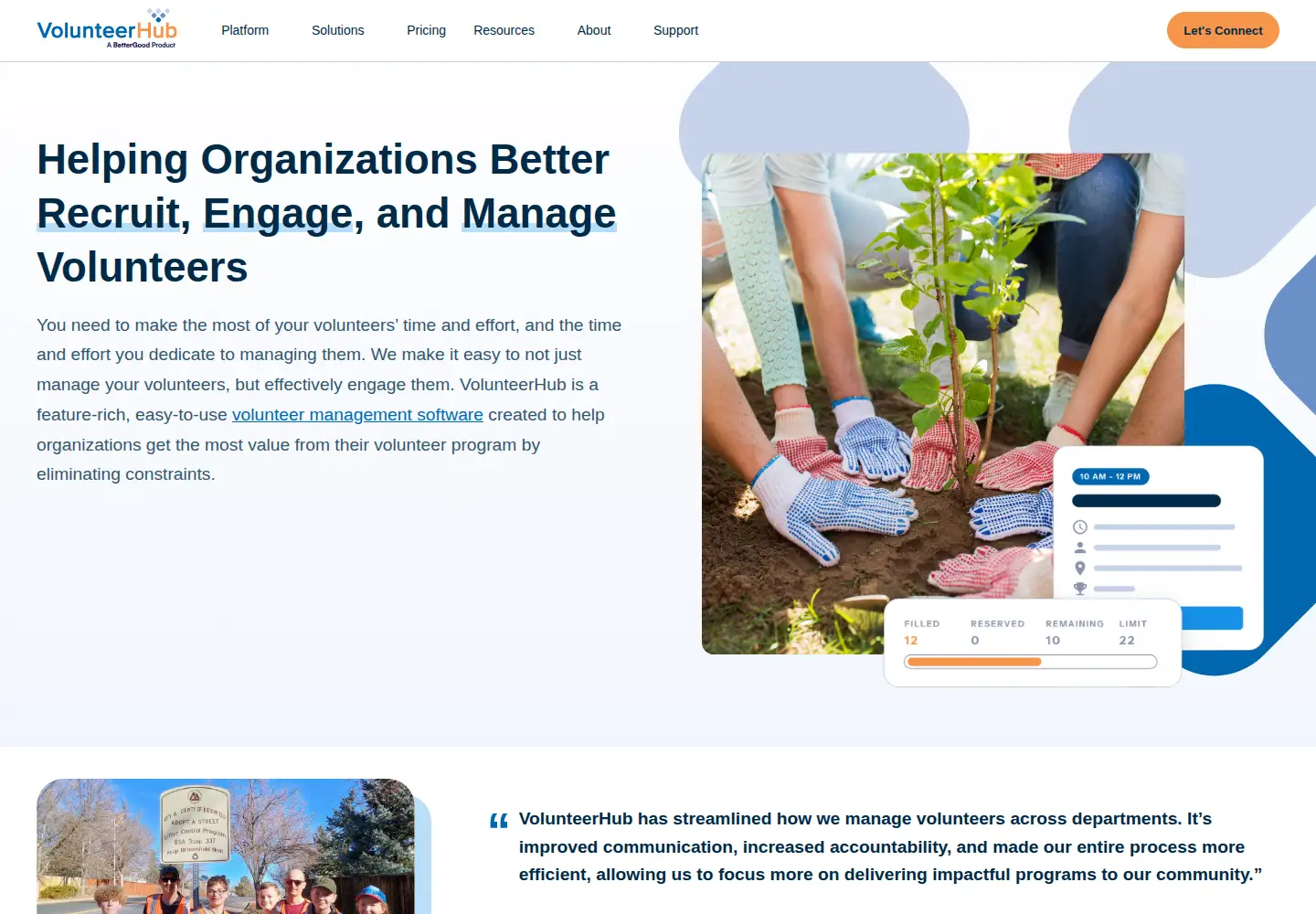 Screenshot of volunteerhub.com