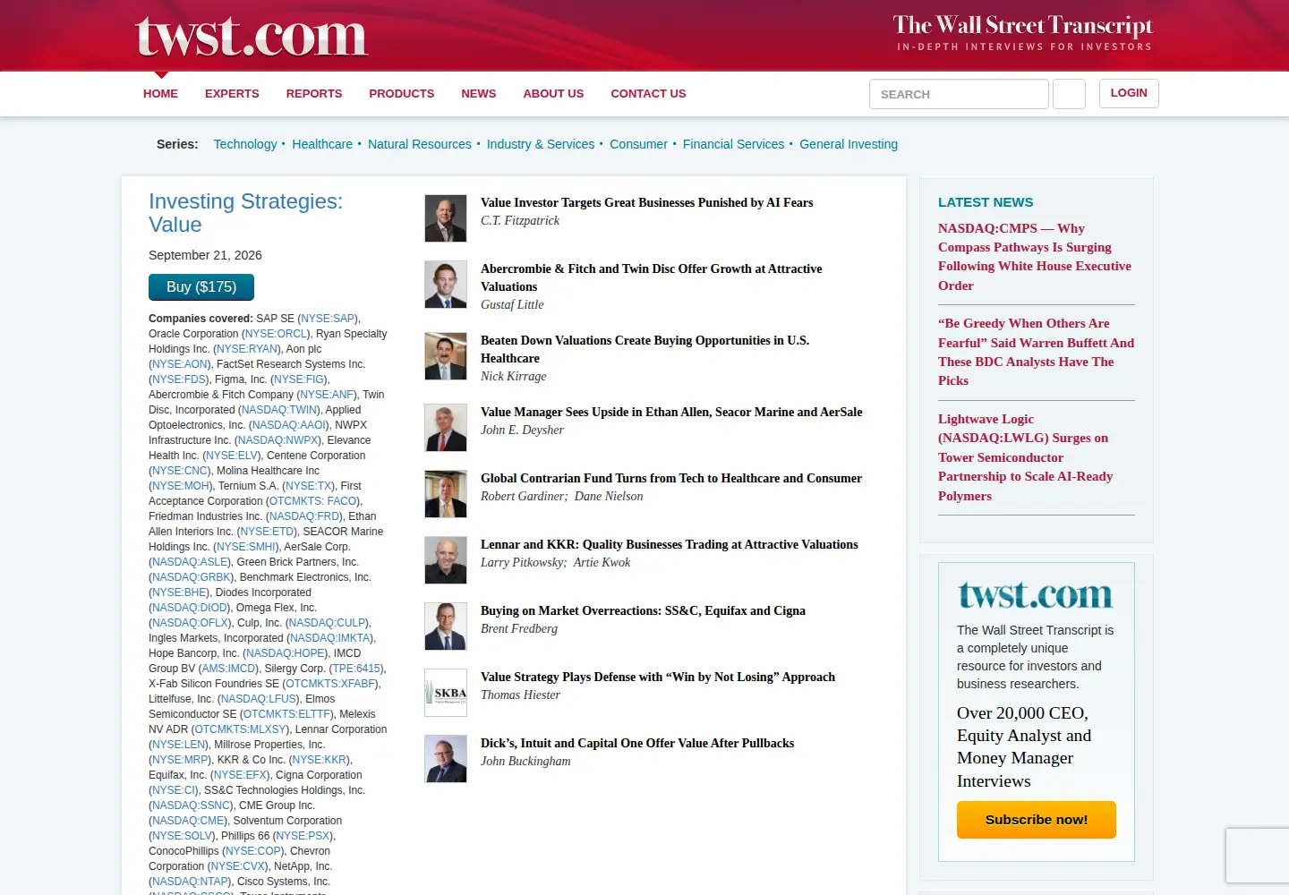 Captured homepage of twst.com in the current scan