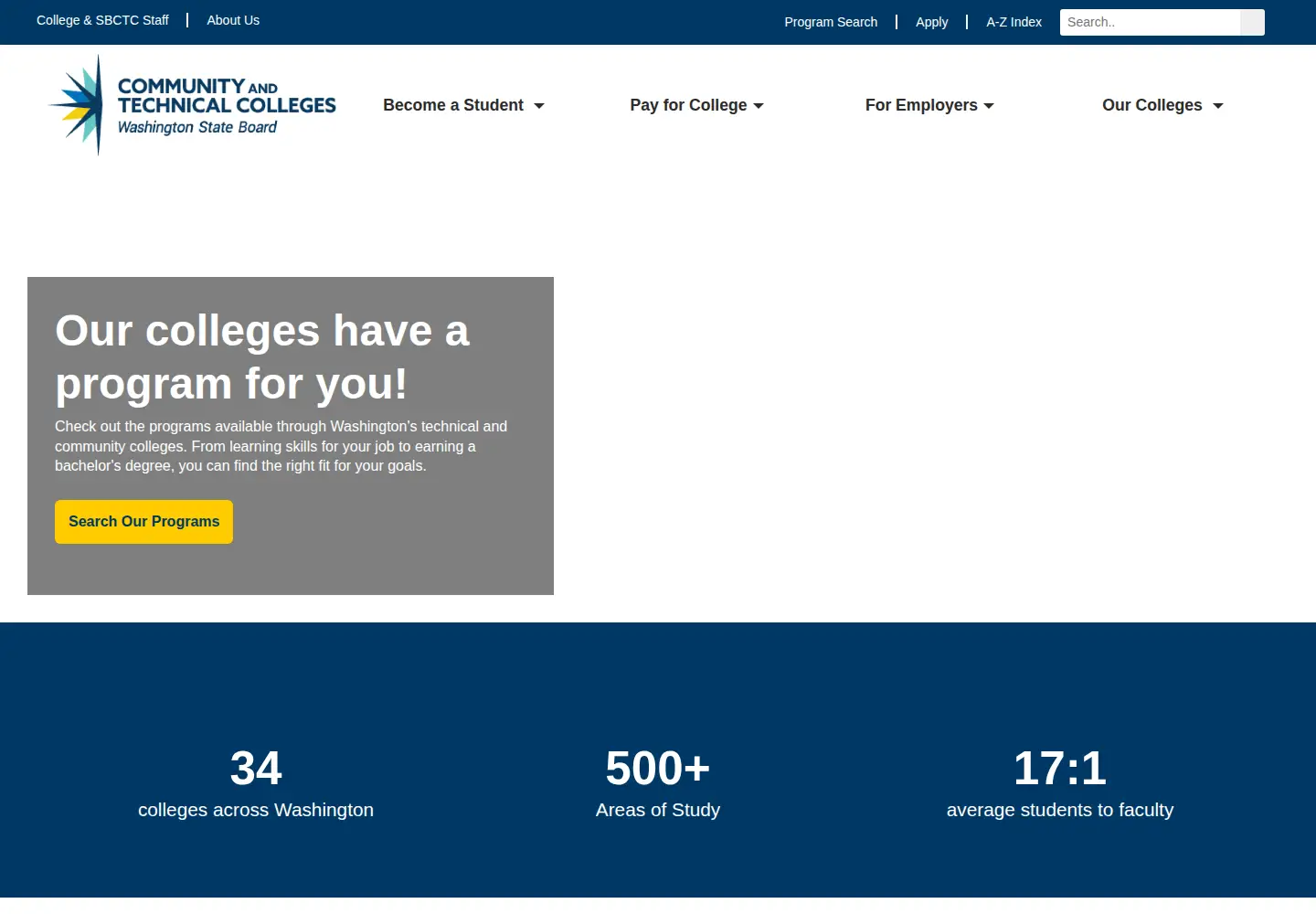 Screenshot of sbctc.edu