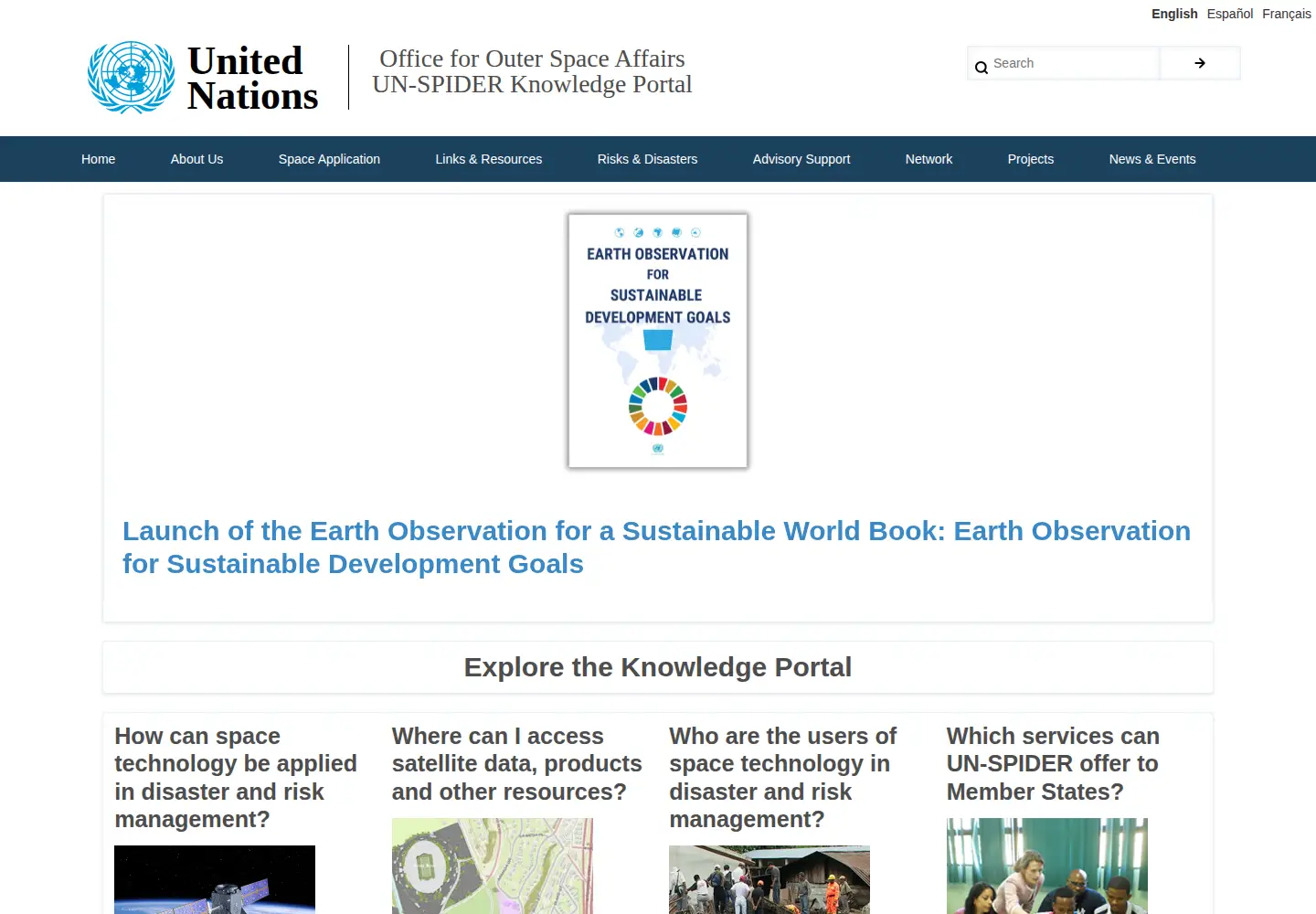 Screenshot of un-spider.org