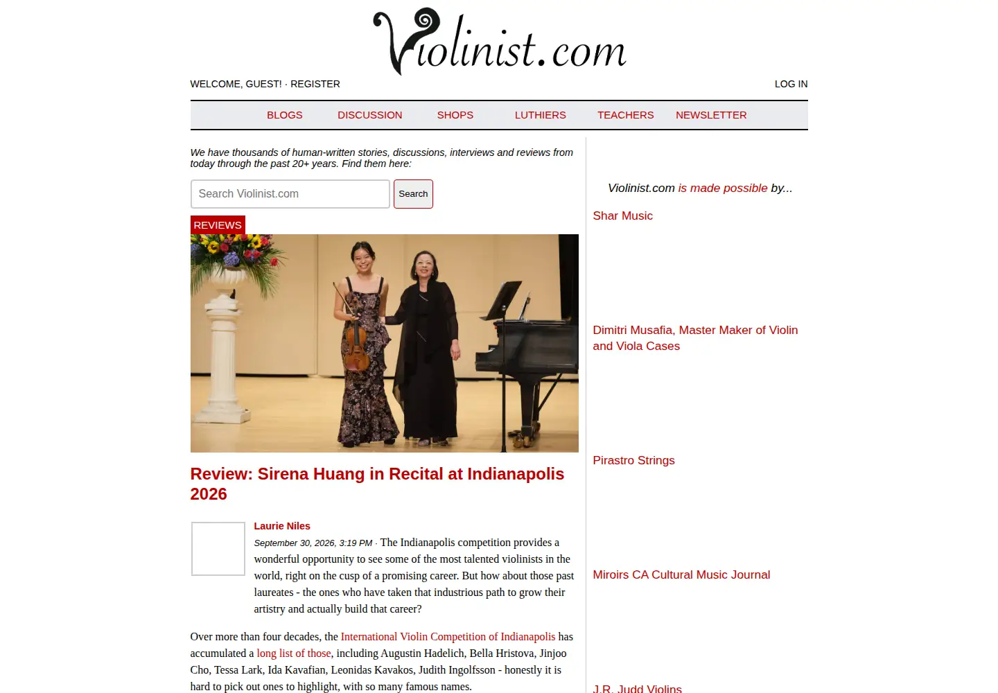 Screenshot of violinist.com